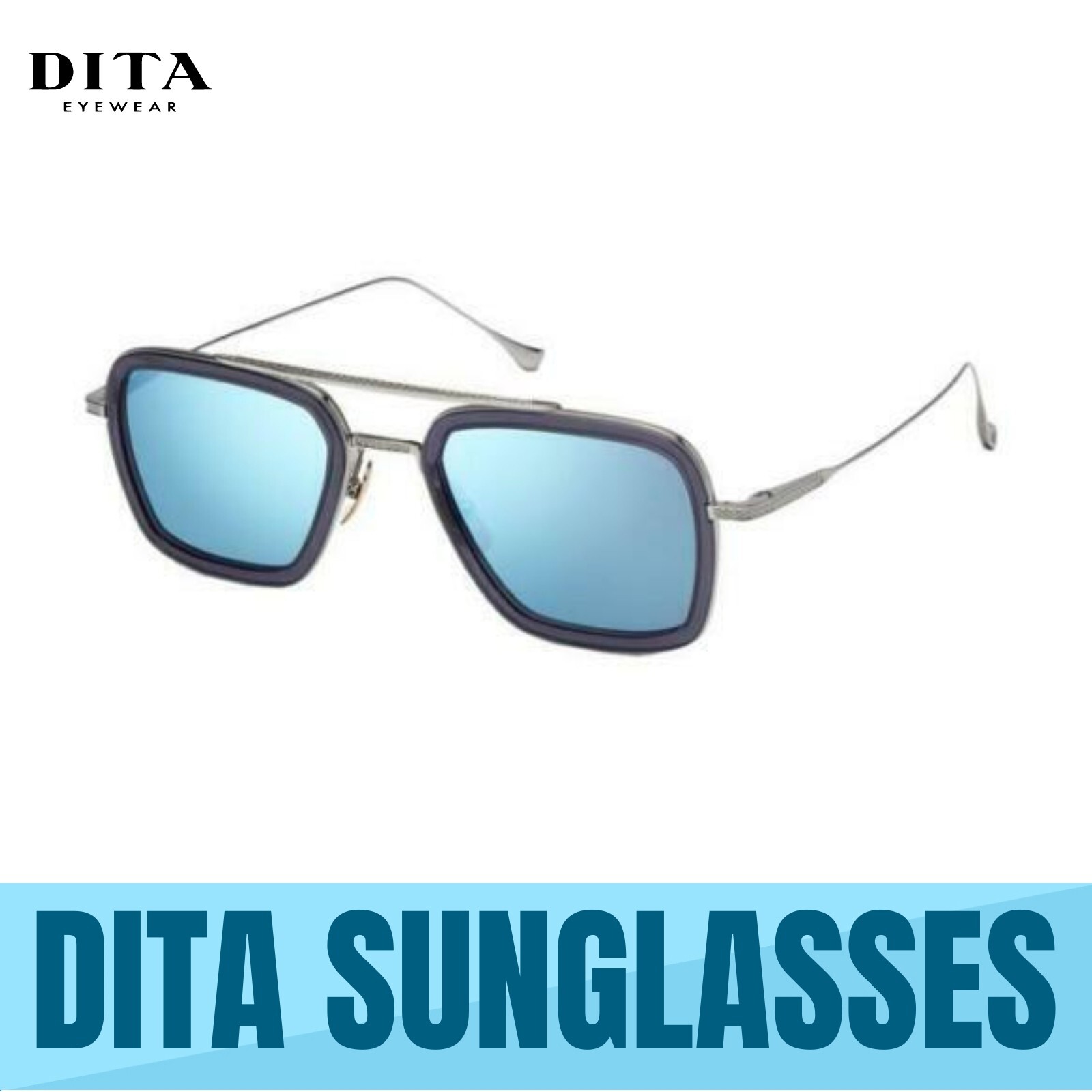 Pre-owned Dita Flight.006 7806-a-smk-pld-52 Grey/silver Frame-blue Mirror Lens Sunglasses In Gray