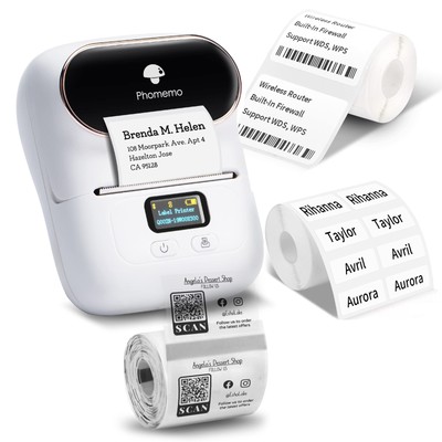 Phomemo M110 Label Printer - Bluetooth Portable Label Maker No Ink, Mini Barc...
