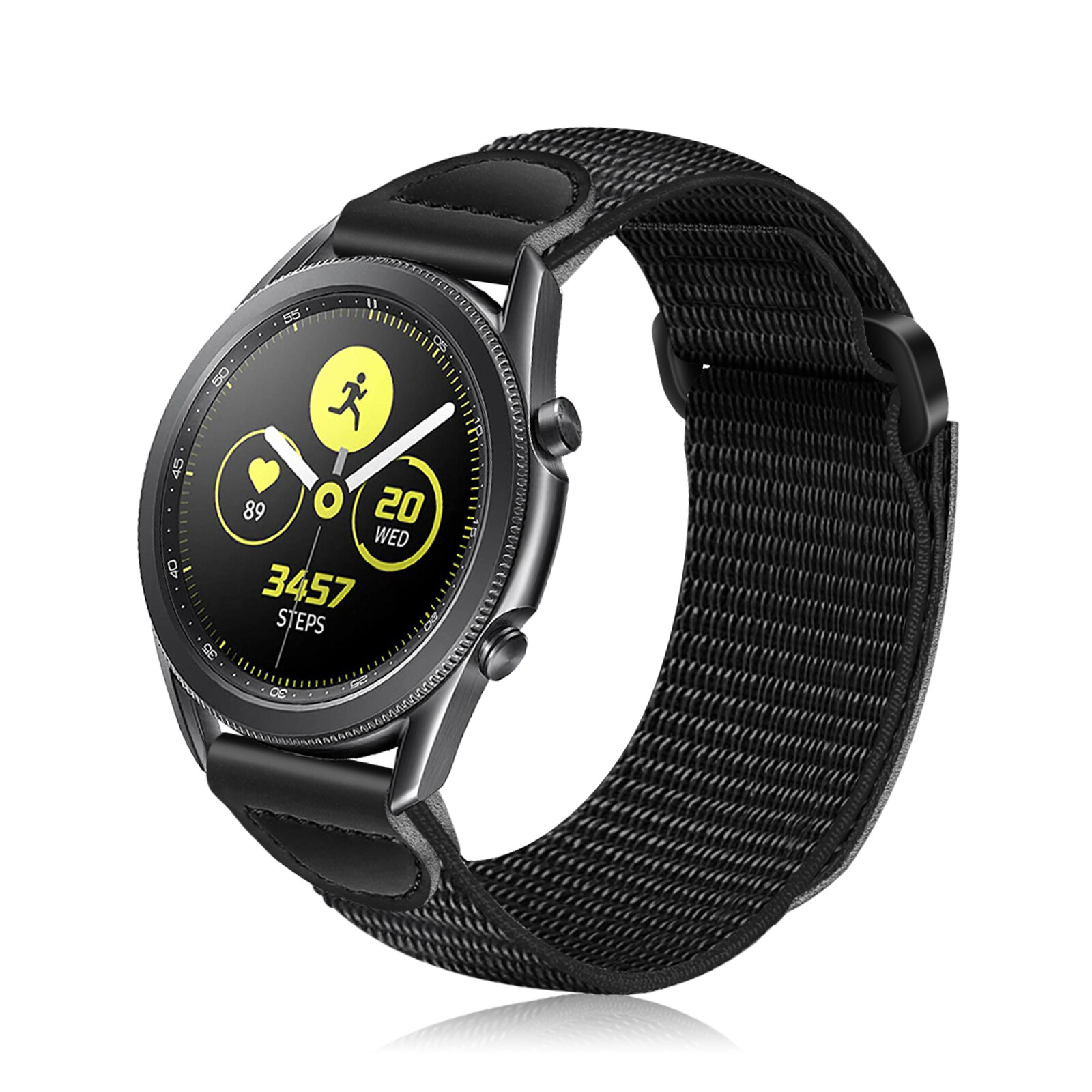 For Samsung Galaxy Watch 3 45mm Woven Nylon & Genuine Leather Watch Band Strap | eBay