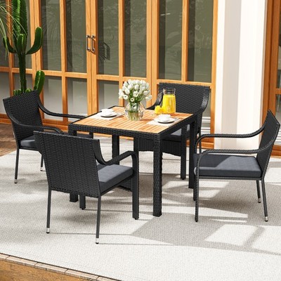5 Pieces Outdoor Patio Dining Set for 4 Wicker Patio Dining Furniture Table Set