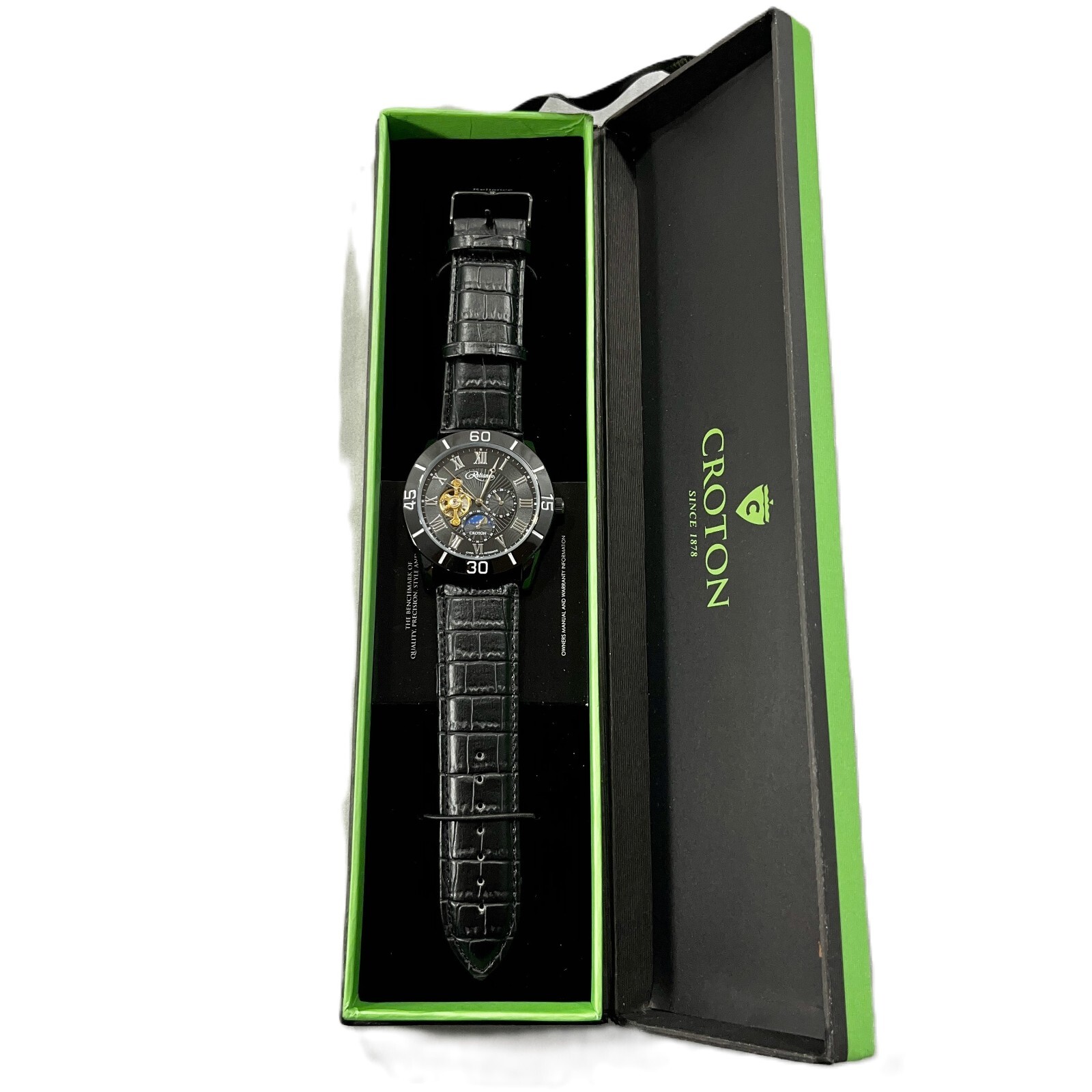 Pre-owned Croton Men's Watch Reliance Automatic Timepiece 306080 Black