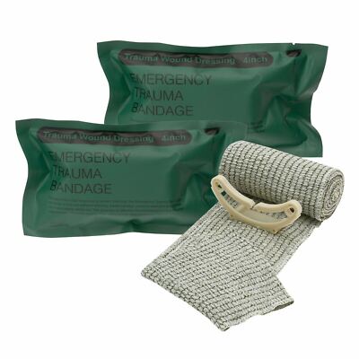 2 PACK 4'' Trauma Bandage Emergency Israeli Style Battle Wound Dressing First Aid