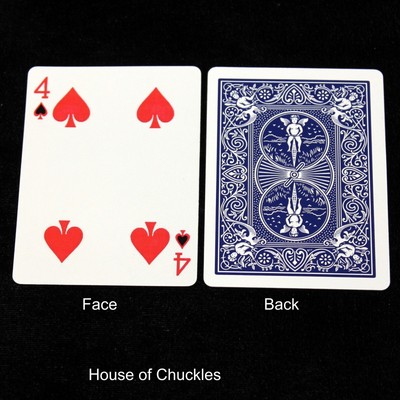 4 of Spades - Reverse Color - Red n Blue - Blue Bicycle Back Gaff Playing Card