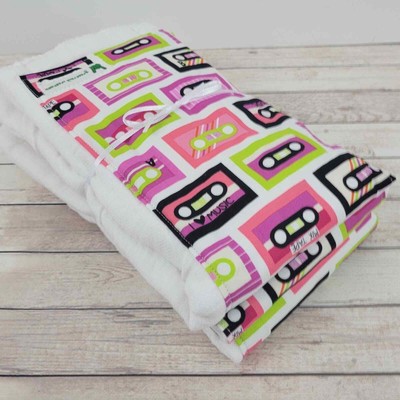 New Handmade Baby Burp Cloth Set  Mixed Tapes 80s 90s Gift Green Rock Creations