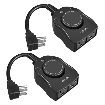 TiFFCOFiO Outdoor Christmas Light Timer, Dusk to Dawn Sensor Countdown, Outdo...