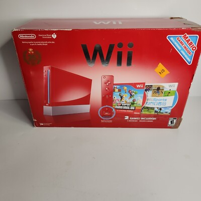 Nintendo Wii Red Super Mario 25th Anniversary ORIGINAL BOX Tested/Works