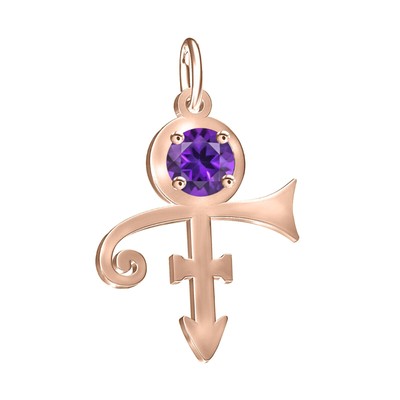 3MM Simulated Amethyst Anchor Cross Pendant Necklace 14K Rose Gold Plated Silver