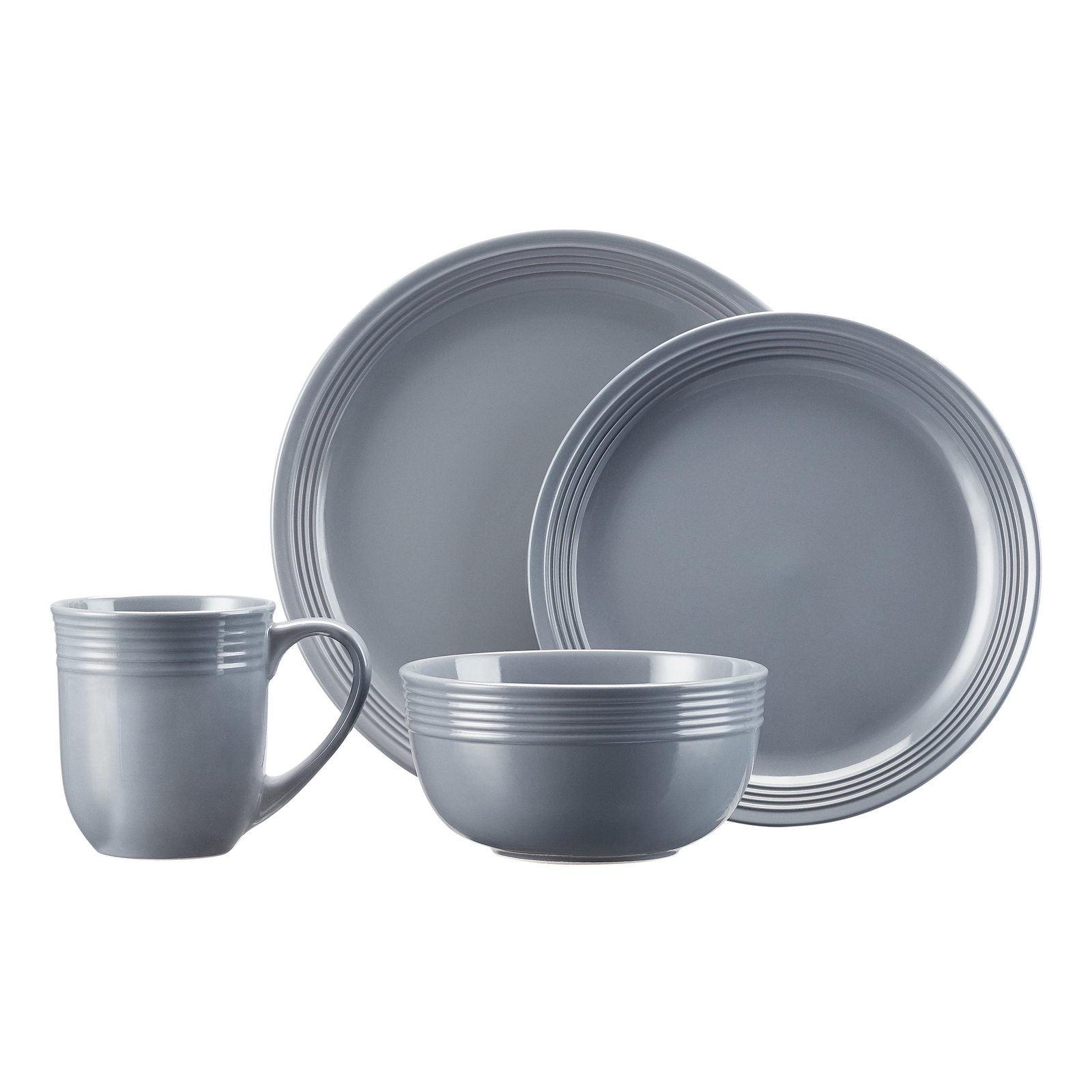 16-Piece Stoneware Gray Dinnerware Set, Microwave & Dishwasher Safe, Serve for 4