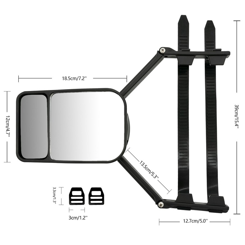 Adjustable Dual Tow Mirror Extensions, 2X Towing Mirrors for Cars & SUVs