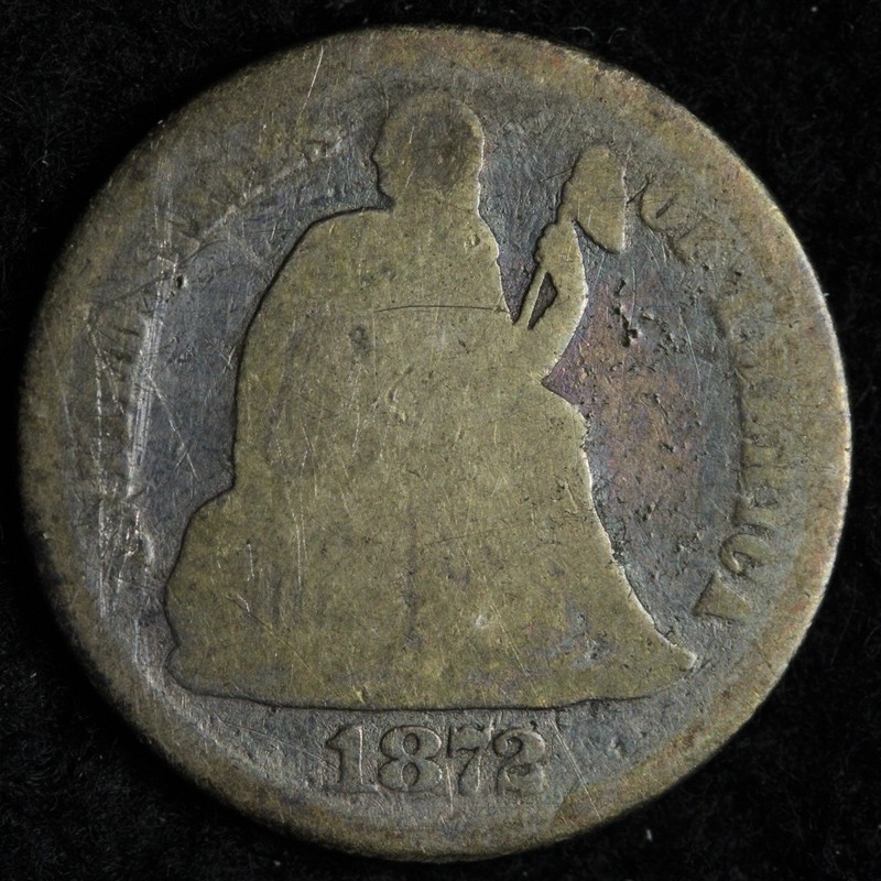 1872 Seated Liberty Silver Dime TONED E204 VZDA | eBay