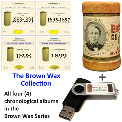 Edison WAX CYLINDER music, 15 albums YOU PICK, original carton - a great gift