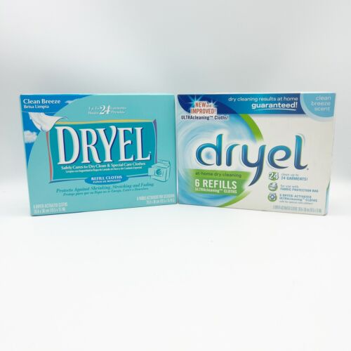 Dryel At-Home Dry Cleaning 6 Refills Cloths Clean Breeze Scent...