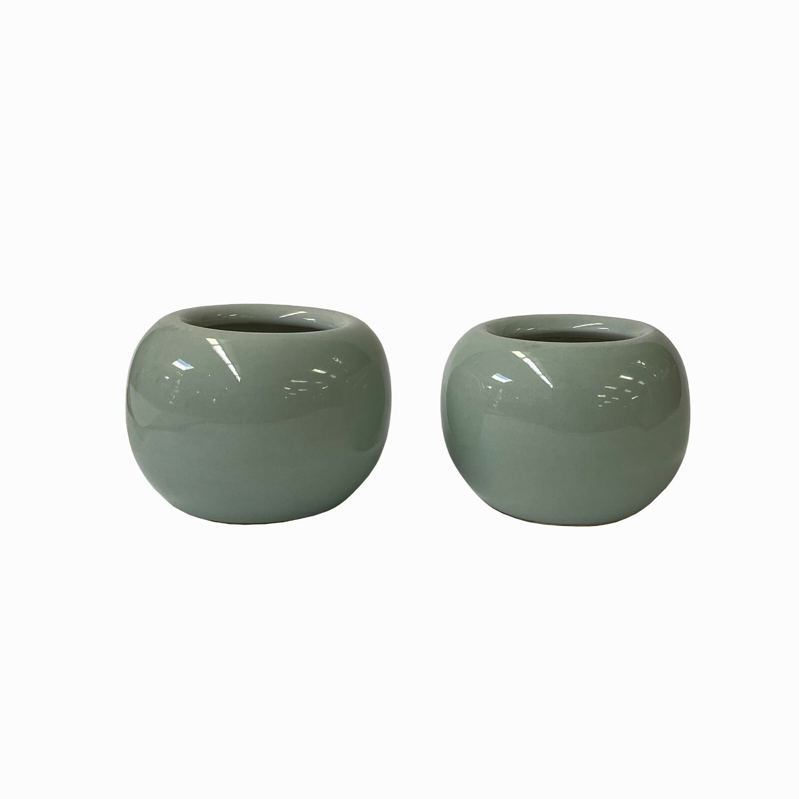 2 x Chinese Clay Ceramic Wu Celadon Green Small Vase Container ws1618S 2 x Chinese Clay Ceramic Wu Celadon Green Small Vase Container ws1618S