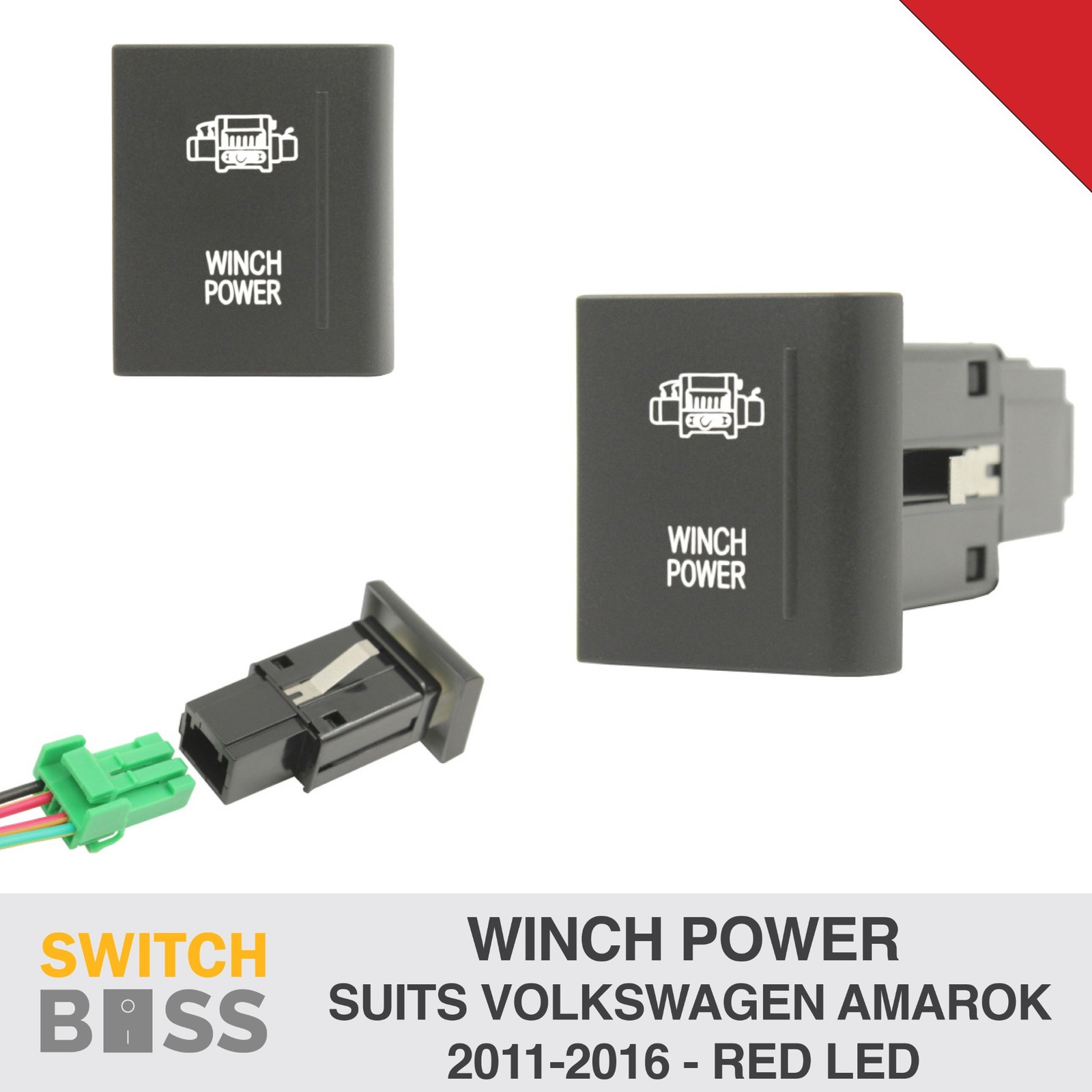 WINCH POWER RIGHT Side RED LED Push Switch Suit Volkswagen Amarok VW 12v Dash
