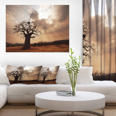 Large Baobab Tree under Clouds - Modern Landscape Wall Art  Small