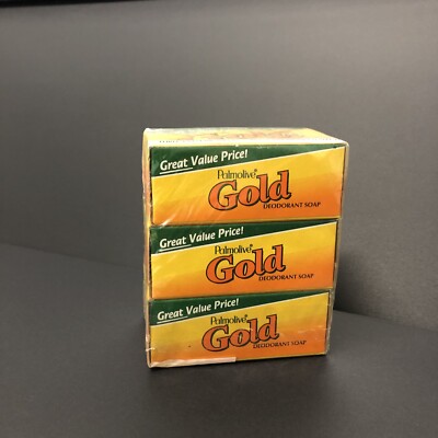 Vintage Palmolive Gold Deodorant Bar Soap 3 Pack 3.2 Oz - SEALED