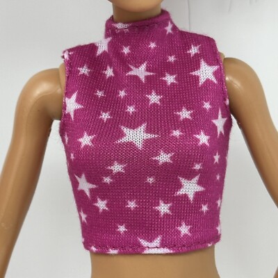 Barbie 65th Anniversary Fashionista #215 Pink Sleeveless Star Top  For Doll