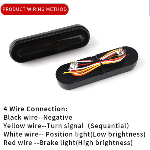 2x Red+Amber Oval 5" LED Truck Trailer Stop Turn Tail Brake Lights Flowing DRL