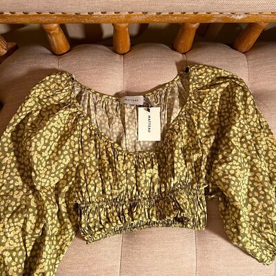 Pre-owned Matteau ??? |  Shirred Scoop Blouse | Spring Daisy ??? In Green