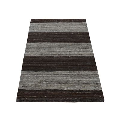 2'x3' Brown Natural Wool Undyed Flat Weave Kilim Sample Rug G87814