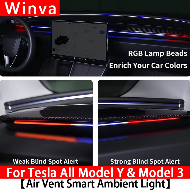 For Tesla Model Y Juniper & Model 3 Highland 2020-2025+ Smart Air Vent Ambient L