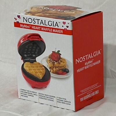 Nostalgia MyMini Heart Waffle Maker, Red - Model VWMMWFHRT5RD - Buy Now!