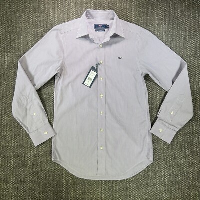 Vineyard Vines Shirt Mens XS Snapdragon Pinstriped Fine Line Slim Fit Whale NWT
