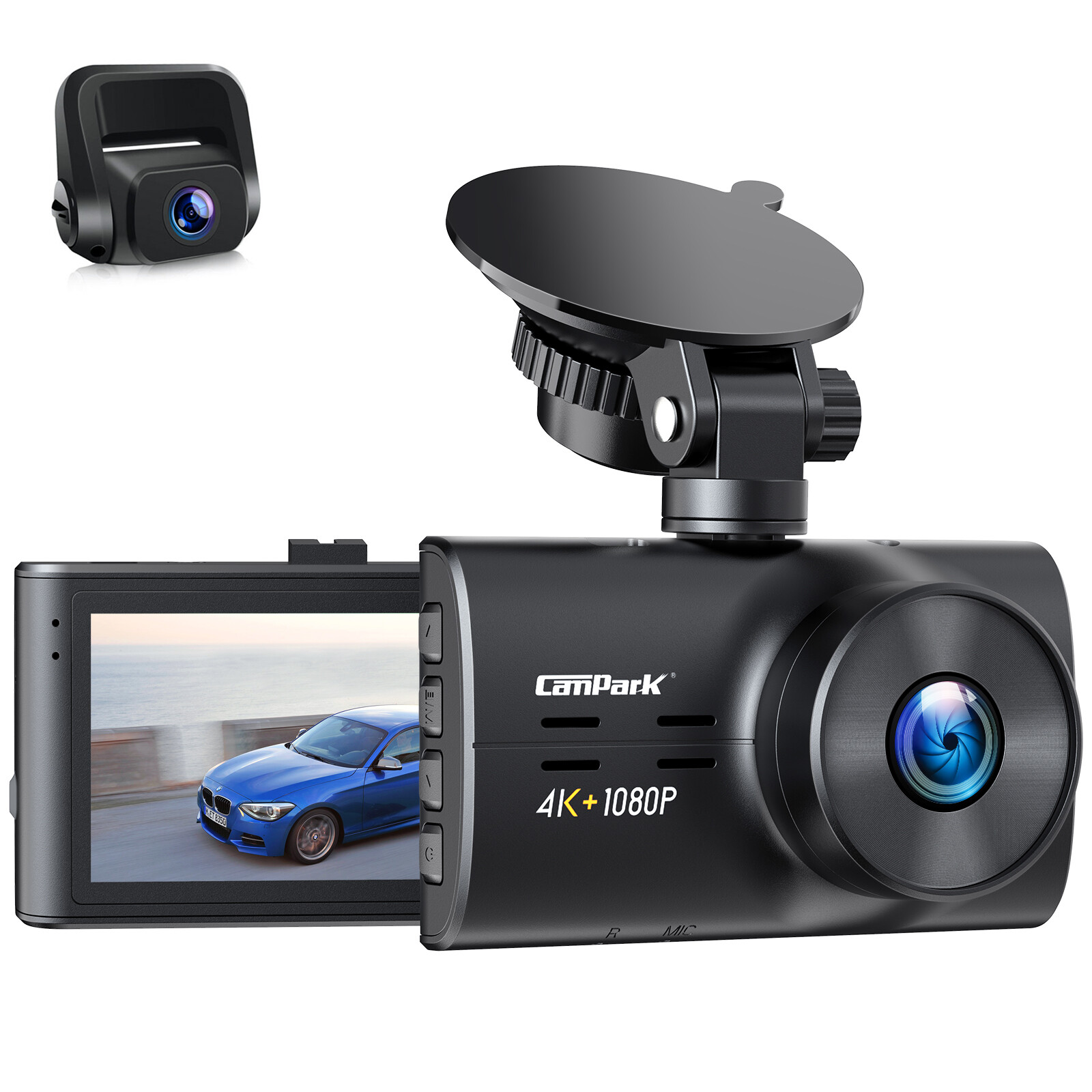 Campark 4K+1080P Dual Dash Cam Ultra HD Front and Rear Car camera Night Vision