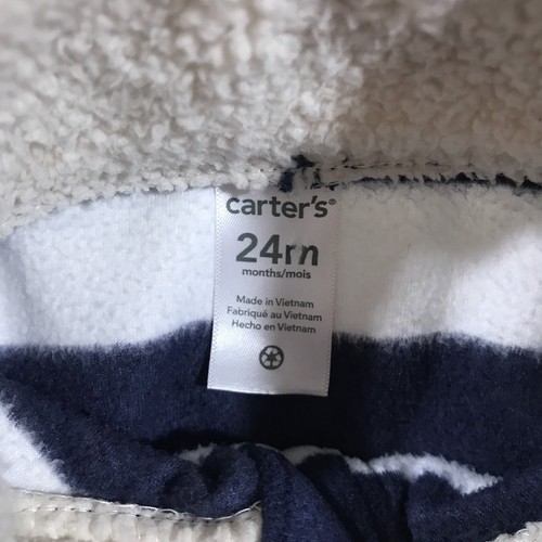 Carter's Baby Boy Blue & White Striped Sherpa Lined Sweater Button Up 24 Months