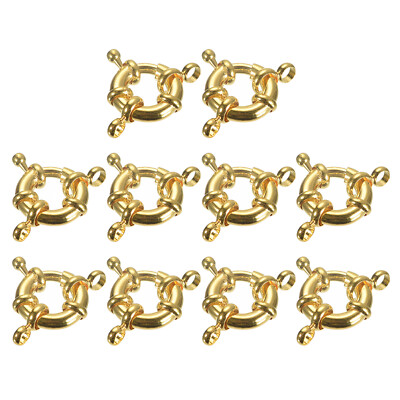 Spring Clasps, 10Pcs 13mm Brass Spring Ring Clasps for Jewelry Making, Gold