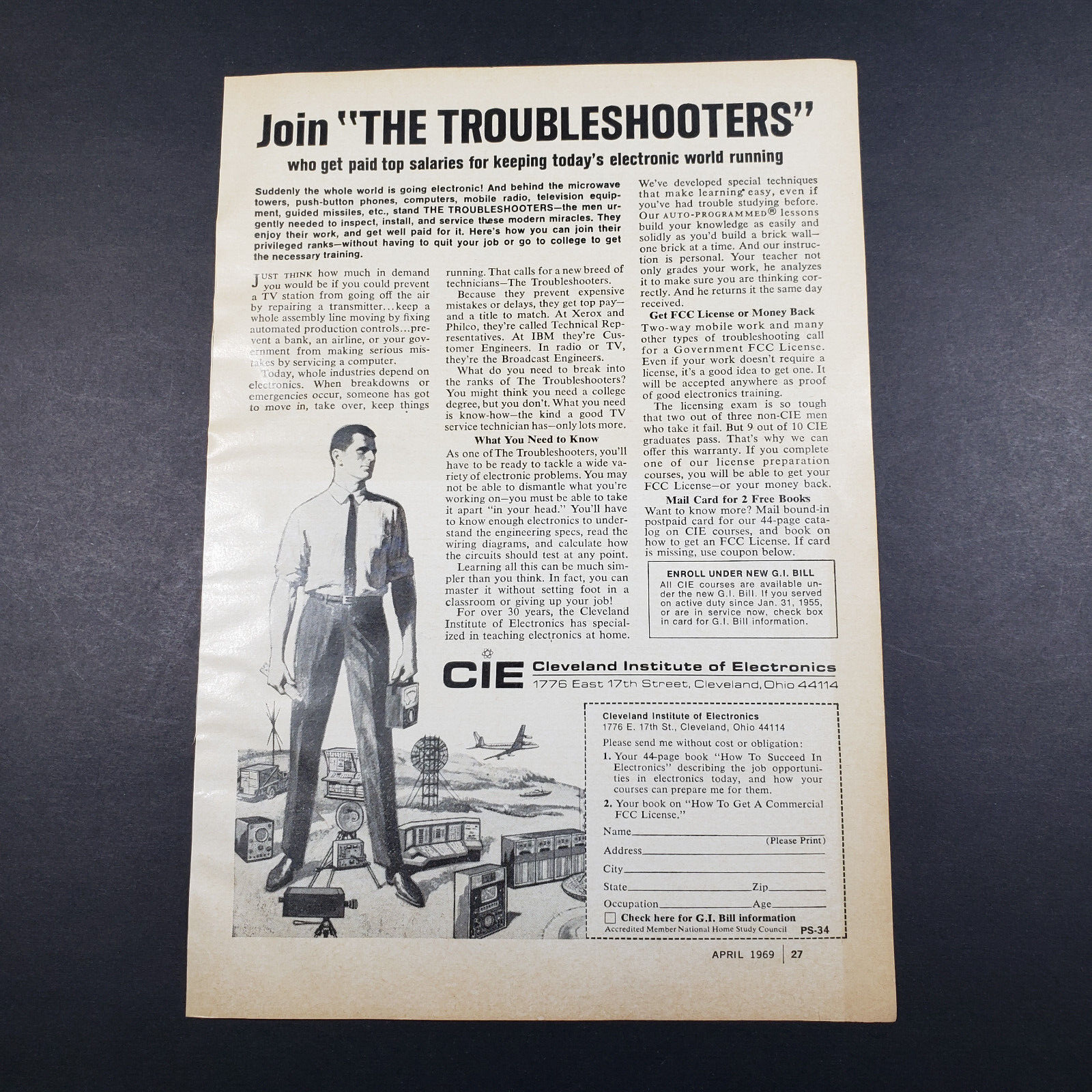 1969 Print Ad Cleveland Institute of Electronic CIE Join The Troubleshooters
