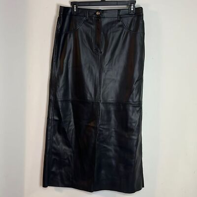 Max Studio London Faux Leather Skirt Women s Size M Black Maxi Skirt NWT
