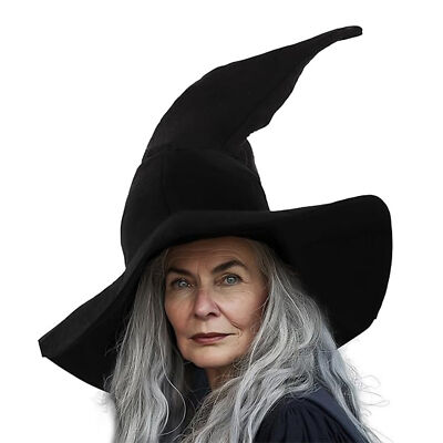 Halloween Black Witch Hat Wicked Witch Costume Hat Women Cosplay