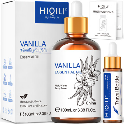 HIQILI 100ml Vanilla Essential Oil 100% Pure Natural Rich Aromatherapy Diffuser