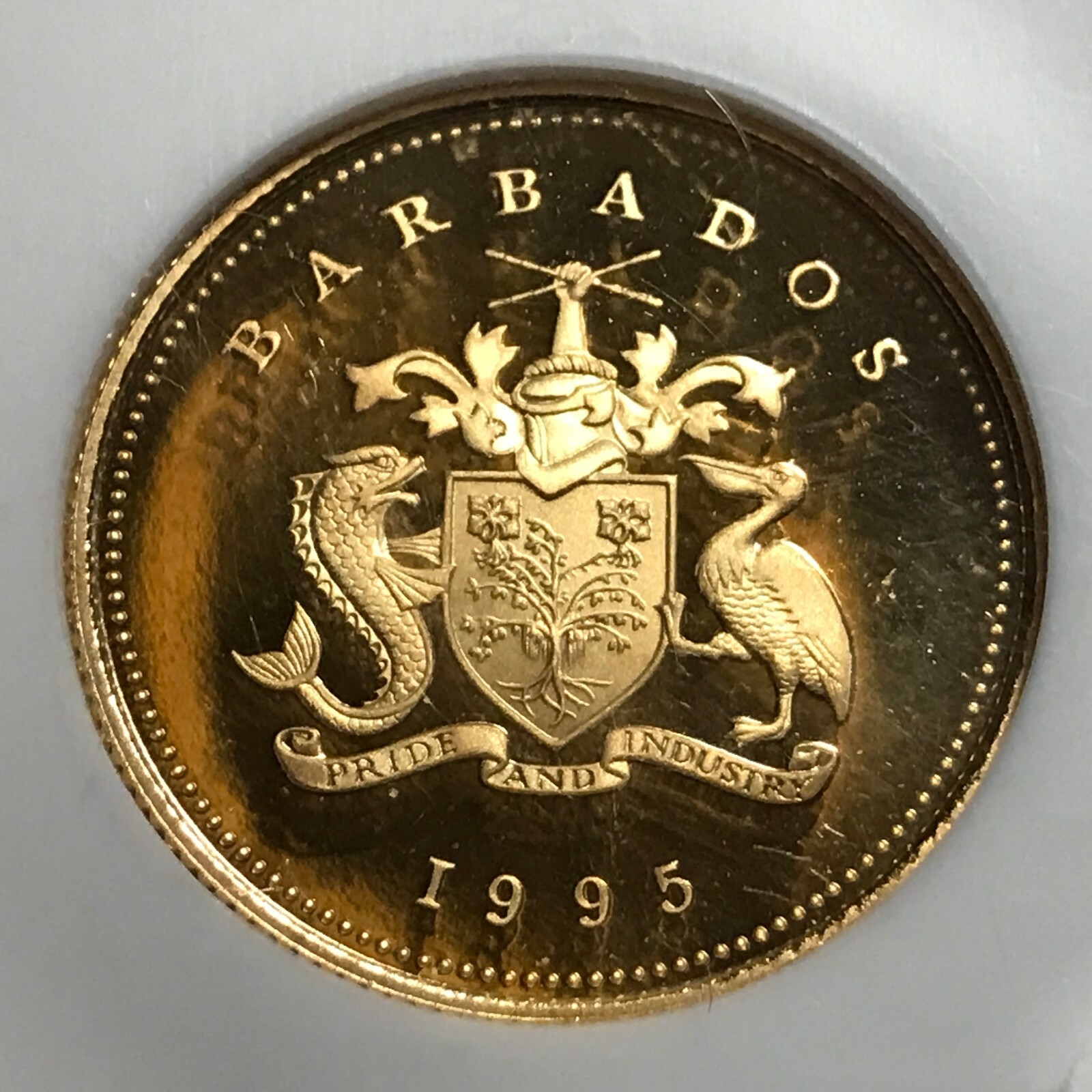 1995 BARBADOS GOLD $10 QUEEN MOTHER NGC PROOF 68 ULTRA CAMEO