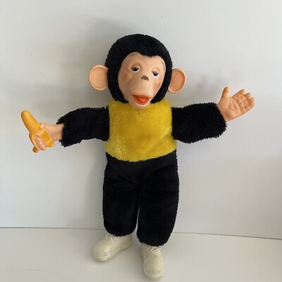 Mr. Bim Zip Zippy Plush Monkey With Banana Stuffed Toy Rubber Face Vintage