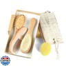 Baby Hair Brush and Comb Set (4-Piece) for Newborn - Wooden Baby Hairbrush Set，A Beechwood Brush, Baby Airbag Brush, Beech Handle Brush, and Prevent Cradle Cap Silicone Brush - Ideal Registry Gift