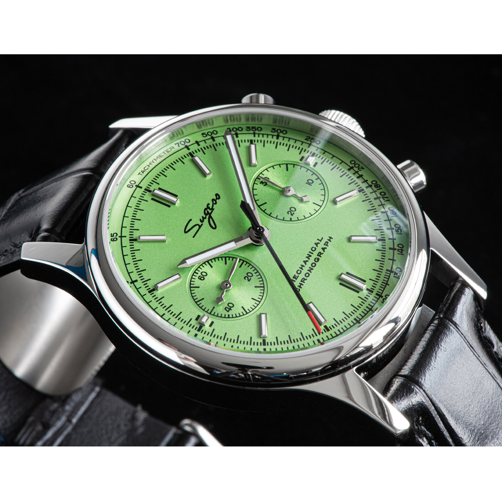 SUGESS SUGESS CHRONO HERITAGE SWAN NECK GREEN DIAL CHRONO WATCH SEAGULL 1963 SUCHP002K