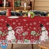Softalker Christmas Rectangle Tablecloth - Winter Red Snowman Table Cloth with Snowflake and Candy Print, Stain Resistant Washable Xmas Table Cover for Holiday/Dining/Party Decoration, 60 x 102 Inch