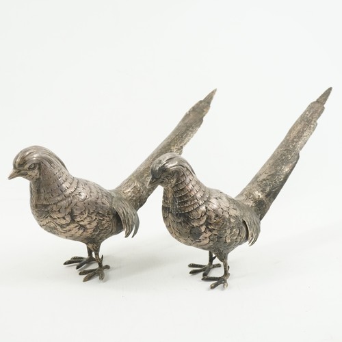 Pair of Vintage Sterling Silver Pheasant Statuettes - Free Shipping USA
