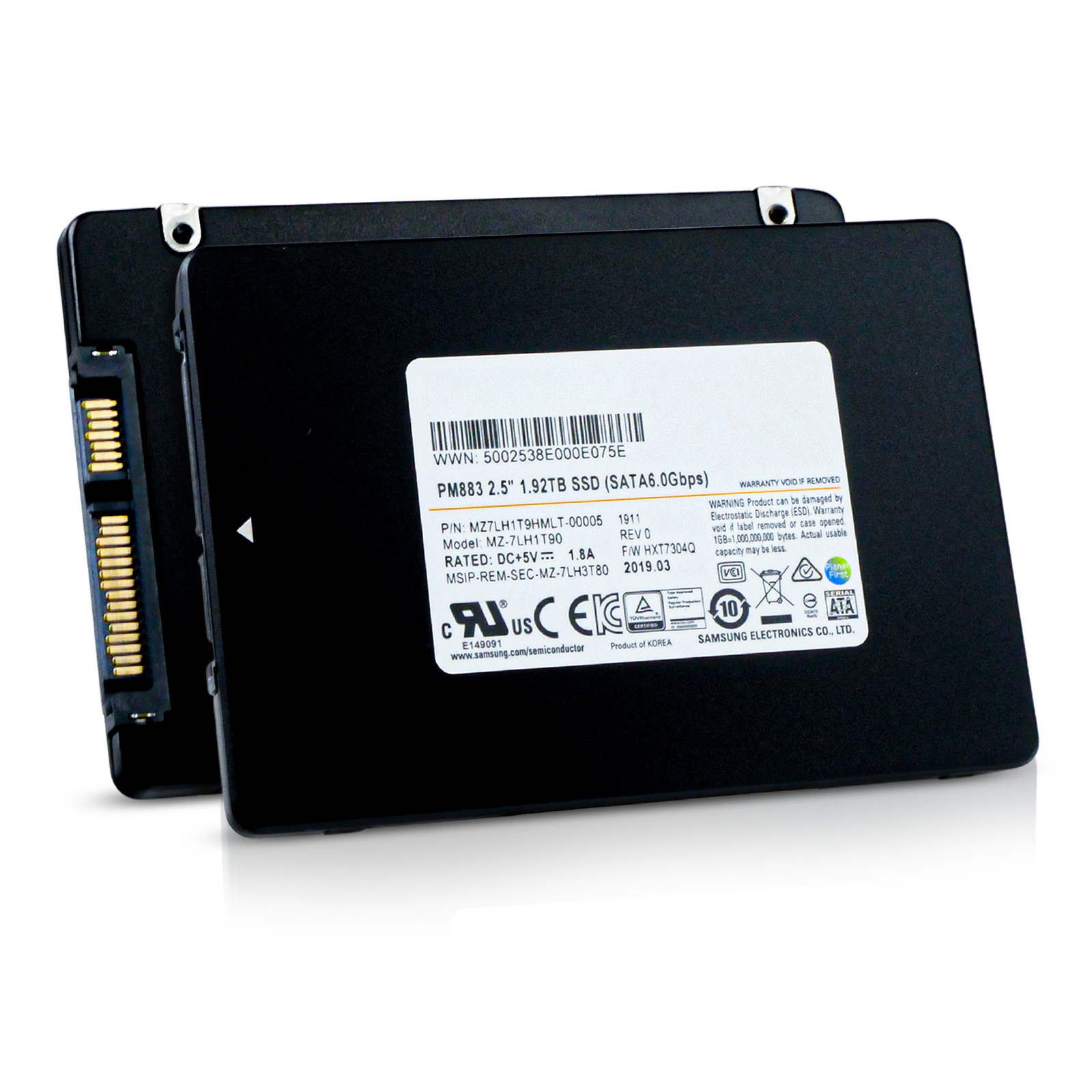 Samsung PM883 1.92TB MZ7LH1T9HMLT 1.3 DWPD SATA 6Gb/s 3D TLC 2.5" SSD