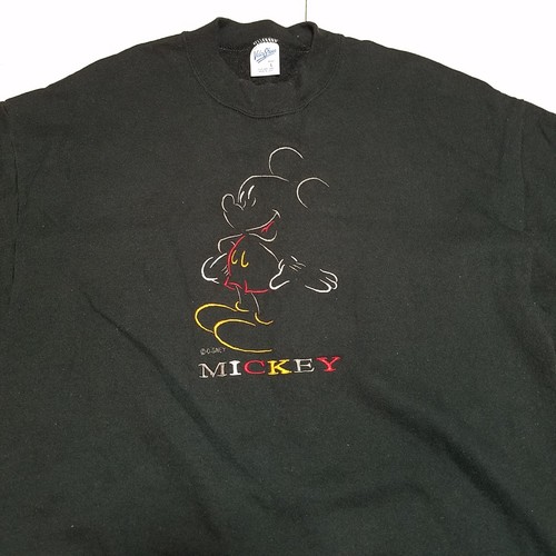 Vintage Mickey Mouse Black Walt Disney Sweater Men's Size Large Velva Sheen