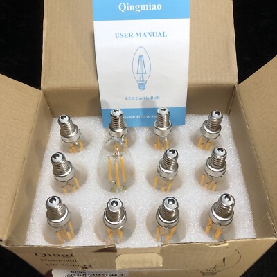 C35 E12 LED Bulb, 110v 300 Lumens 3000K 40w Equivalent 12 Pack NEW