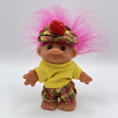 Vintage DAM 1986 Troll Doll Golfer Golf Golfing Pink Hair Brown Eyes