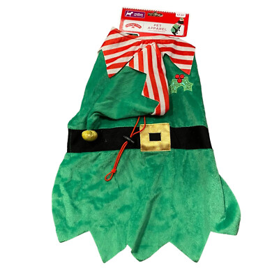 Holiday Time Pet Apparel Christmas Elf Medium Dog Costume Green