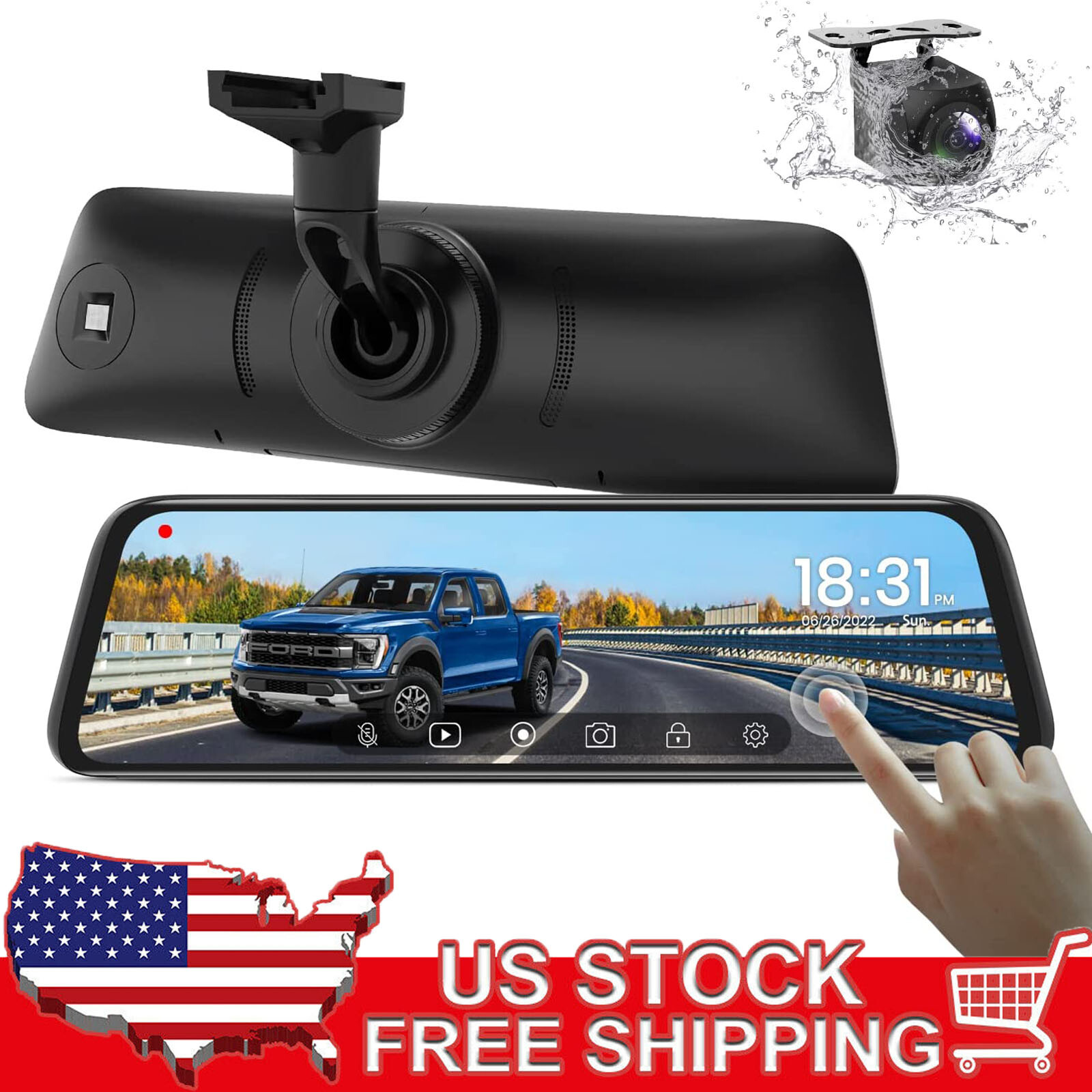 AUTO-VOX T9 OEM Car Rear View Mirror Backup Camera 9.35'' HD Full Touch Screen