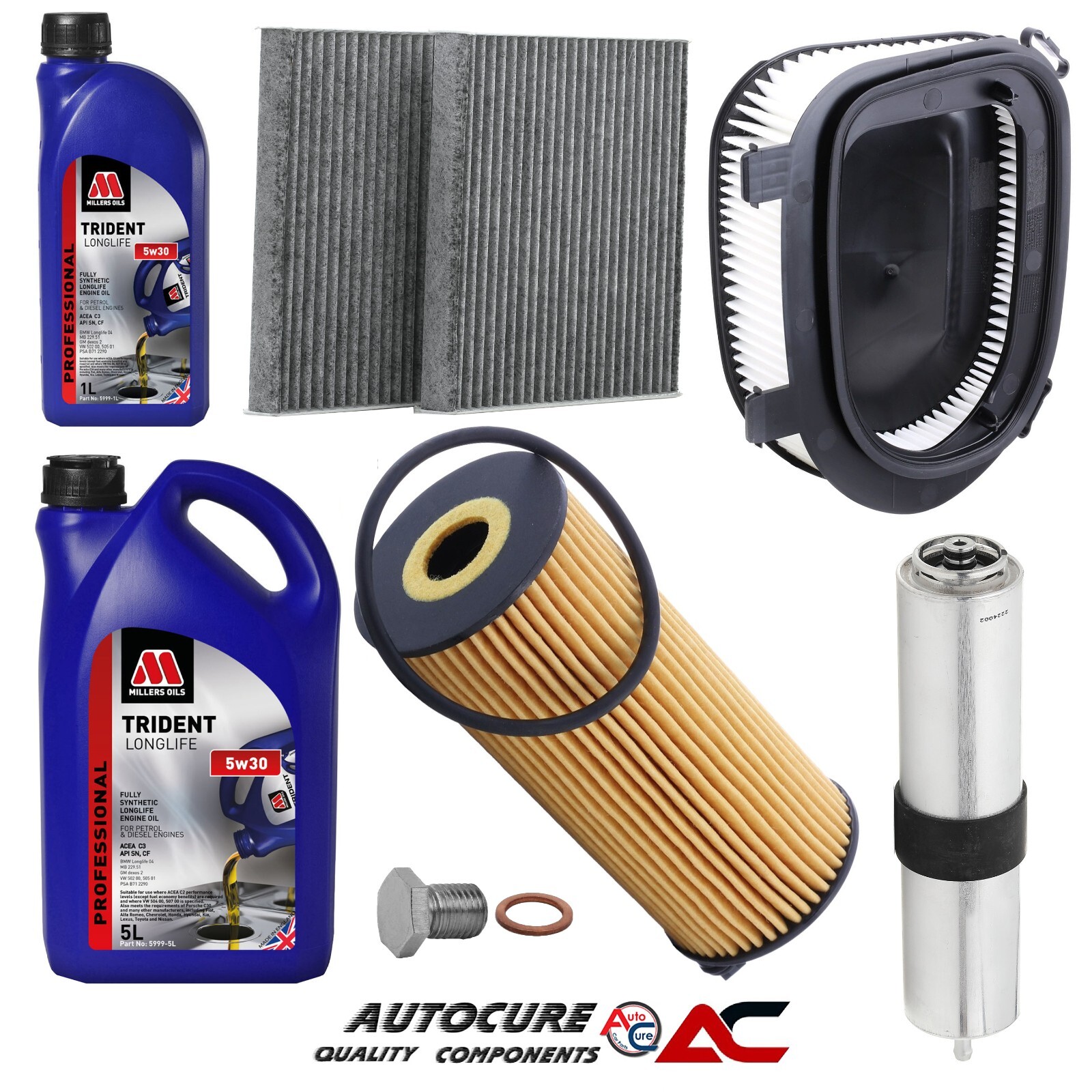 FOR BMW X3 2.0 DIESEL F25 SERVICE KIT OIL AIR FUEL CABIN FILTER SUMP & 6L OIL