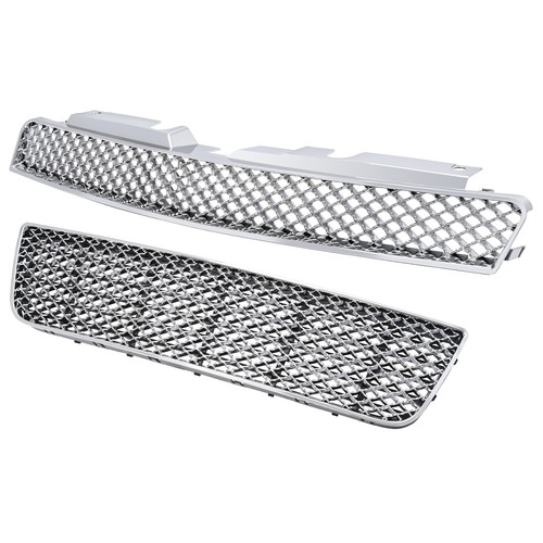 Front Upper & Lower Bumper Grille Fits 2006-2016 Chevy Impala/Limited Mesh Style