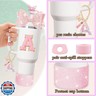 XIANGYUAN 8PCS Stanley Cup Accessories Set for Stanley Cup 30oz 40oz Tumbler with Handle,Including Straw Topper Cover Cap and Boot,Spill Proof Stopper,Handle Charm,Initials Sticker (Pink A)