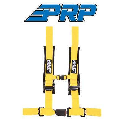 PRP 4.2 Yellow 4-Point Adjustable Harness 2'' Belts/Sewn in Pads Auto Style Latch